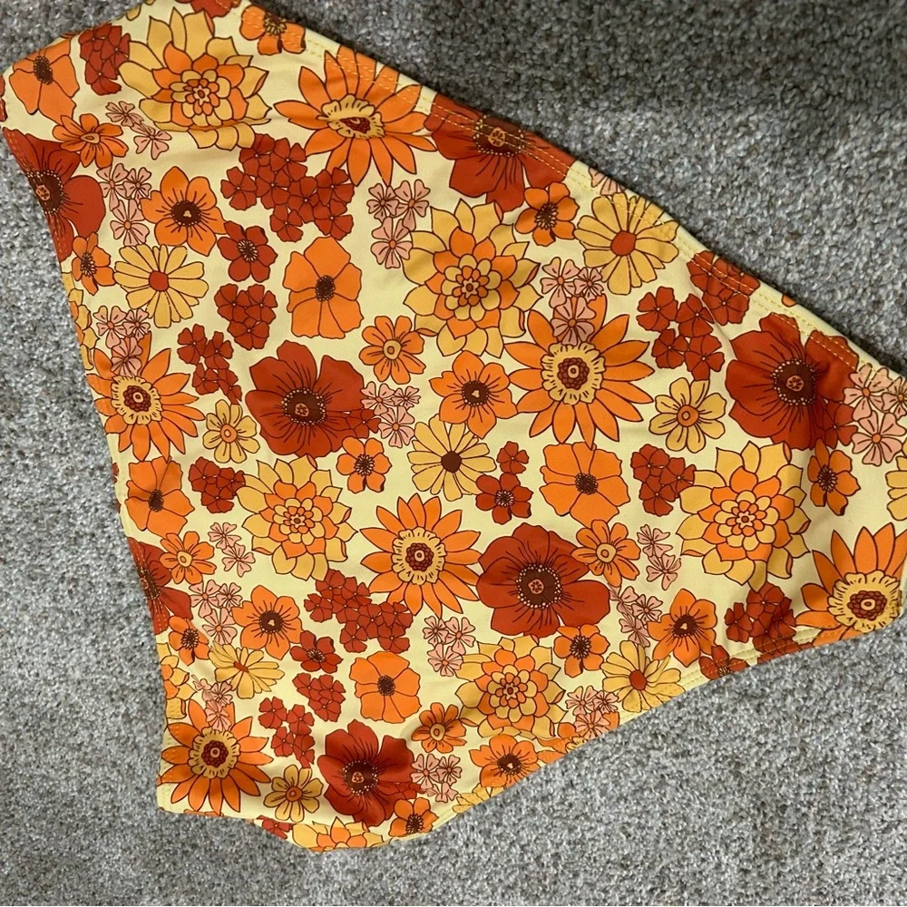 Geode Floral Bikini bottoms high waist 70s orange retro